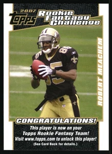 2007 Topps #9 Robert Meachem Rookie Fantasy Challenge New Orleans Saints - Foto 1 di 2