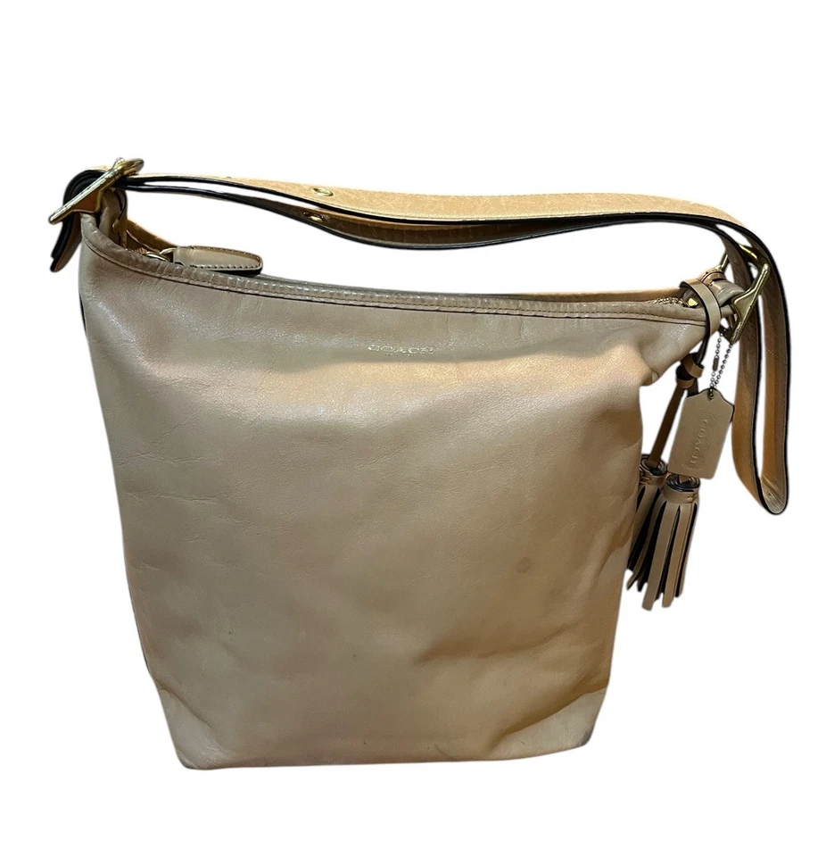 Bolso de Hombro Coach Legacy Borla 19889 Beige Cuero Tostado Bolso Grande De Colección Foto 1 de 1