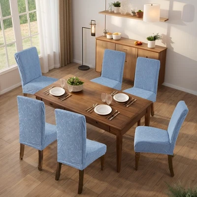 Fundas Silla 4/6 Elásticas Patrón Hoja para Decoración y Protección Restaurante Foto 1 de 4