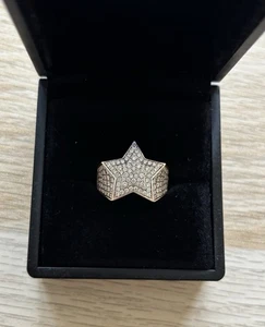 9k Rose Gold Diamond Star Ring Size R / 53 - Picture 1 of 6