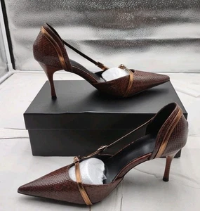 Snakeskin Printed Buckle Pumps Women's Size US 8 NEW (I3-A2) - Picture 1 of 9