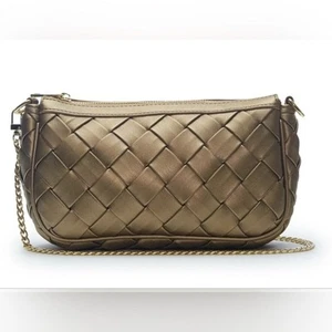 Bolso de Hombro Jules Kae Nuevo con Etiquetas Cuero Vegano Dorado Estilo Tejido Cuerpo y Cadena Dorada - Imagen 1 de 7