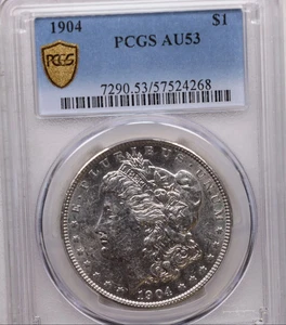 1904 $1, Morgan Silver Dollar, PCGS Certified AU-53, Store Sale #GDR0281. - Picture 1 of 4