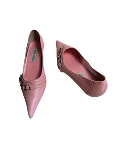 Steve Madden Pump Low Heels pink Leather Size 6.5 B With 3 Silver Buckles - Picture 1 of 5