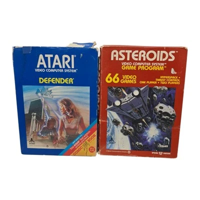 Atari Asteroids & Defender Atari 2600 1981 Complete W/ Box CIB Tested Working - Image 1 of 4
