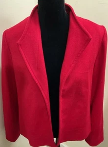 Peck & Peck Women’s Red Wool Cashmere Blend Blazer Jacket Size 12 - Picture 1 of 12