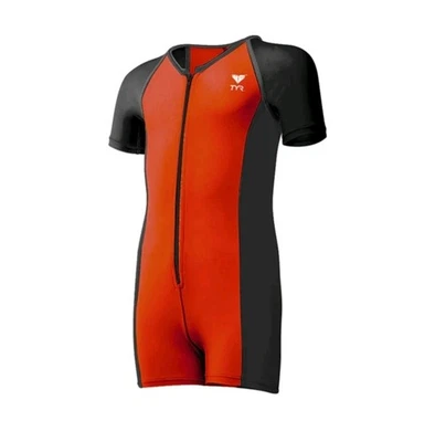 TYR Boys Girls Thermal Swim Suit Zip up Black Orange Grey Orange Size 3T New - Image 1 of 4