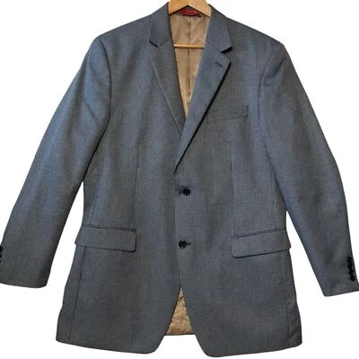 Blazer Abrigo Deportivo Retro IZOD Talla 42 L Macy’s Pata de Gallo 2 Botones 6 Bolsillos Gris Foto 1 de 4
