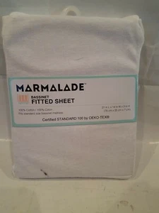 Marmalade Fitted Bassinet Sheet Cotton Jersey Knit White 31x14" baby infant crib - Picture 1 of 6
