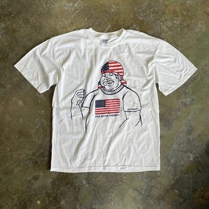 Vintage God Bless America T Shirt XL PLATINUM FUBU Boot White Deadstock - Picture 1 of 4
