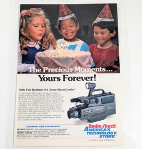 1990 Radio Shack Realistic 8:1 Zoom Moviecorder Ad | Laminated VHS Camera Wall - Picture 1 of 6
