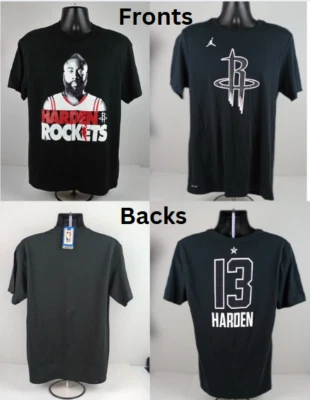 Lote de 2 camisetas pretas masculinas NBA tamanho G Harden Rockets Majestic The Nike - Imagem 1 de 4