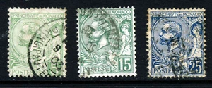 MONACO 1901-21 Prince Albert New Colours Group SG 22 SG 25 & SG 26 VFU - Picture 1 of 2