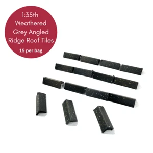 Dolls House 1:35th Scale 15 x Styrene Angled Ridge Roof Tiles Weathered Grey - Picture 1 of 8