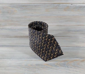 Lanvin Paris Men's Tie Cats Geometrics 100% Silk Black Made In France  - Picture 1 of 24