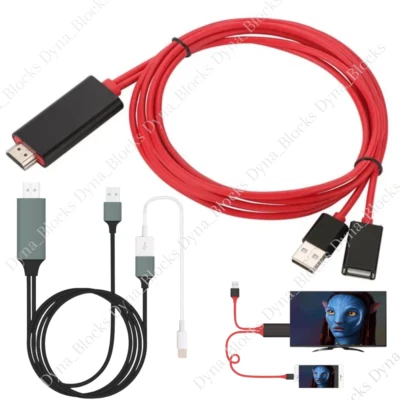1080P HDMI Mirroring AV Cable for iPhone iPad Android Phone to TV HDTV Adapter - Image 1 of 4