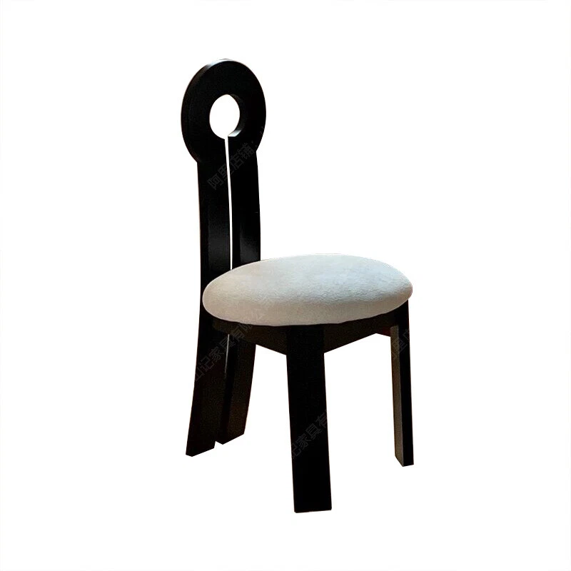 Solid wood dining chair wabi wind home designer makeup chair key chair rock slab - Image 1 of 4