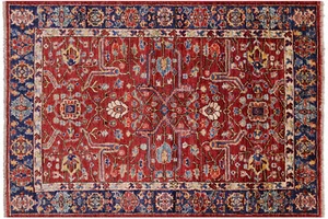 Red Heriz Serapi Handmade Rug 3' 4" X 4' 10" - Q22930 - Picture 1 of 7