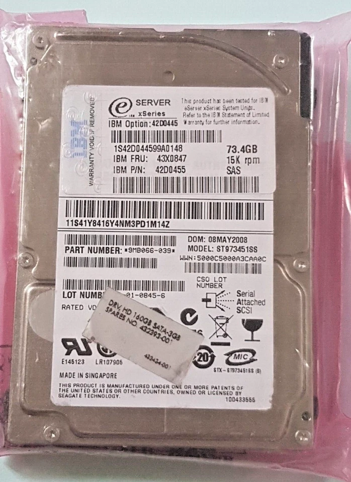 73.4 GB SAS 3Gbps IBM Xseries 42D0445 15000 RPM HDD 2.5 " Internal Hard - Image 1 of 1