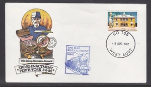 SOUVENIR COVER: TPO RE-ENACMENT PERTH-YORK 1982 - Picture 1 of 1