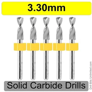 3.3mm .130" Carbide Drill Bits FIVE Pcs. 1/8" Shank - Premium Solid Carbide N - Picture 1 of 3