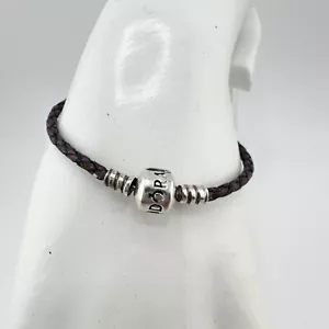 "Pulsera Pandora 925 de plata de ley púrpura trenzado cuero 6,25""" - Imagen 1 de 9