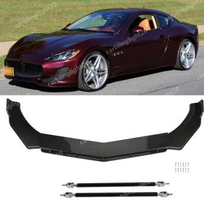 For Maserati Granturismo Carbon Front Bumper Lip Splitter Spoiler + Strut Rods Foto 1 de 4