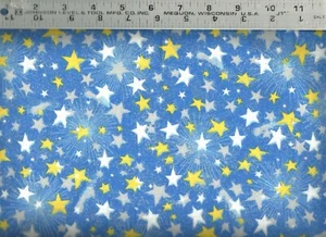 AE Nathan ~ Yellow White Stars on Blue Flannel ~ 100% Cotton Flannel Fabric BTY - Picture 1 of 1