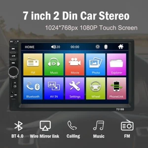 7" 2 Din Car Stereo HD MP5 Player Bluetooth Touch Screen Radio Mrrior Link - Picture 1 of 12