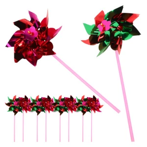 10pcs Plastic Windmill Pinwheel Wind Kids Toy Garden Lawn Party Decor - Picture 1 of 12