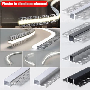 Plaster in LED Aluminum Channel With Flange Recessed Holder for LED Strip Lights - Picture 1 of 40