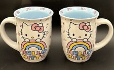 Pair Hello Kitty Coffee Mugs Sanrio Cute Pastel Rainbow Tea Cups 14 oz