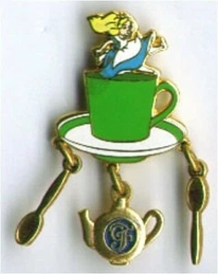 Disney Pin Grand Floridian Resort Logo Tiny Alice in Wonderland Tea Party Dangle - Picture 1 of 1