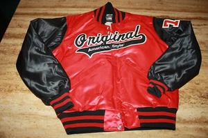 VTG SATIN Bomber Jacket ORIGINAL AMERICAN STYLE XSMALL RED/BLACK - Picture 1 of 4