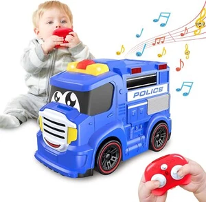 Coche de policía con control remoto para niños pequeños, coche de radiocontrol con sirenas y luces - Imagen 1 de 6