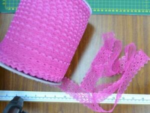 30 Metres of Uni-Trim Feather Edge Eyelet Lace, 37mm Wide, HOT PINK