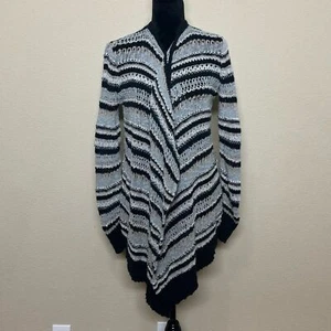 American Eagle top women medium open front striped open knit long sleeve sweater - Picture 1 of 10