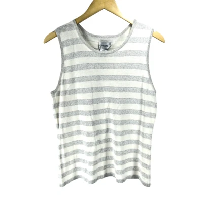 Женская майка Chico's цвета слоновой кости блестящая серебристая металлик размер 1 шелковая смесь - Изображение 1 из 4