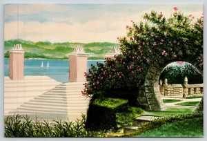Postal Bermuda Moon Gate - Acuarela Artista Jon Haber 1992 - Imagen 1 de 2