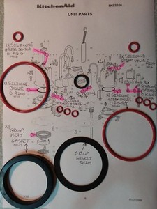 KitchenAid Artisan 5KES100 16x O Ring Full Service kit + Group Seal Free 1st P&P