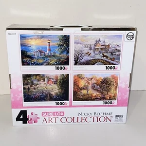 Nicky Boehme Art Collection 4 Sure Lox 1000 Pc Puzzles & Storage Carrying Case - Picture 1 of 8