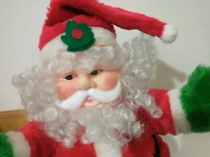Vintage Kunststoff Gesicht Weihnachtsmann Plüsch musikalisch beleuchtet Liebe mich viele Lieder funktioniert gut - Bild 1 von 10