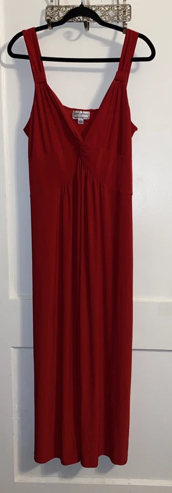 Винтажный Karin Stevens размер 16 красный без рукавов макси платье длиной Sweetheart декольте - Изображение 1 из 4