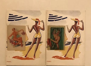 2 cartoline olografiche d’epoca- nudo di donna - Fabbri - Foto 1 di 6