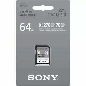  SONY E Series 64GB SD SDXC Card UHS-II Read 270MB/s W70MB/s V30 U3 SF-E64 -UK  - Picture 1 of 3