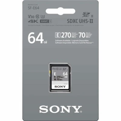 SONY And Series 64GB SD SDXC Card UHS-II Read 270MB/S W70MB/s V30 U3 SF-E64 -UK - Image 1 of 3