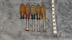 Craftsman Set of Nut Drivers 4 Made in USA 3/8, 1/2, 5/16, 11/32, & #2 Phillips - Picture 1 of 14