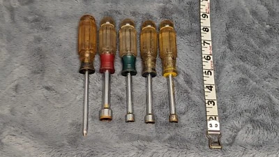 Craftsman Set of Nut Drivers 4 Made in USA 3/8, 1/2, 5/16, 11/32, & #2 Phillips  - Image 1 of 4