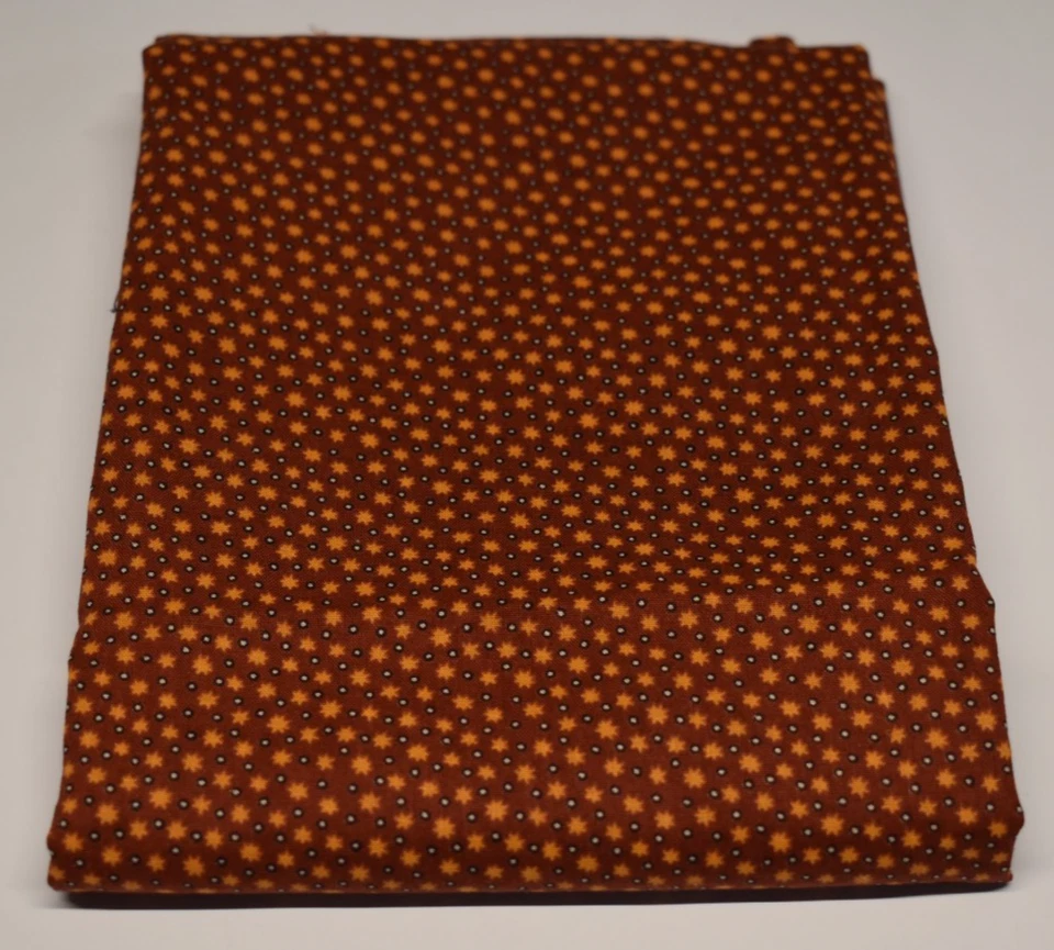 29"x 43" DE COLECCIÓN TELA DE ALGODÓN RETRO marrón naranja FLOR DE ESTRELLA lunares VIP delicado floral Foto 1 de 3