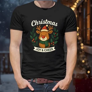 Cute Christmas Reindeer Shirt for Women and Men, Holiday fun Graphic Tshirt gift - Picture 1 of 16